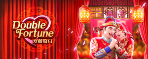 Casal em celebração de casamento chinês no slot Double Fortune.